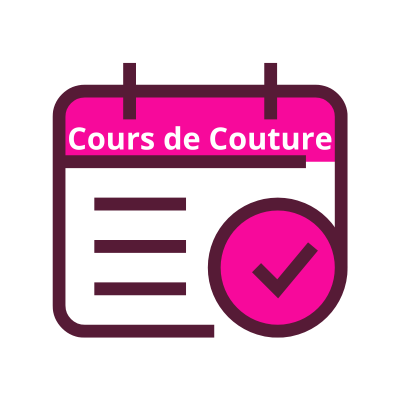Illustration d’un calendrier avec la mention cours de couture et une coche de validation symbolisant la réservation d’un cours de couture individuel dans l’atelier Lini Coutures et Créations dans les Deux-Sèvres.